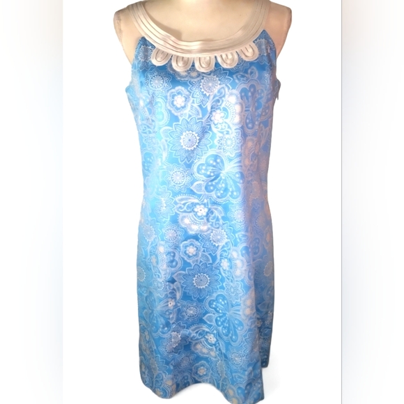 LOFT Dresses & Skirts - Ann Taylor Loft Blue Paisley Floral Sleeveless Short Embroidered Shift Dress. 4